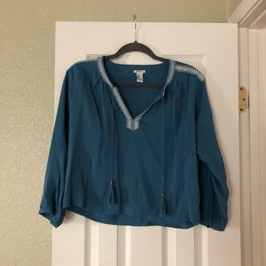 Blue forever 21 long sleeve blouse